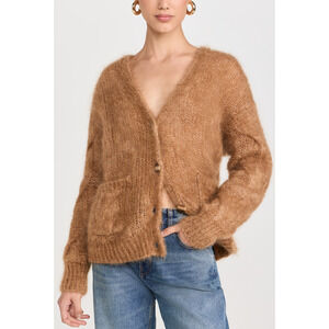 Citizens Of Humanity 'Padma' Brown Mohair Cable V Neck Cardigan Size M
